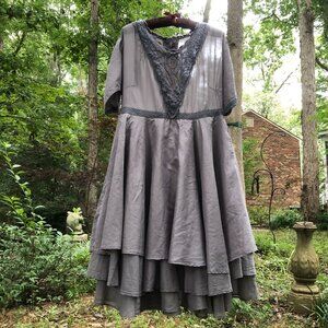 Ewa I Walla Dress Velvet Crochet Layered Lagenlook.